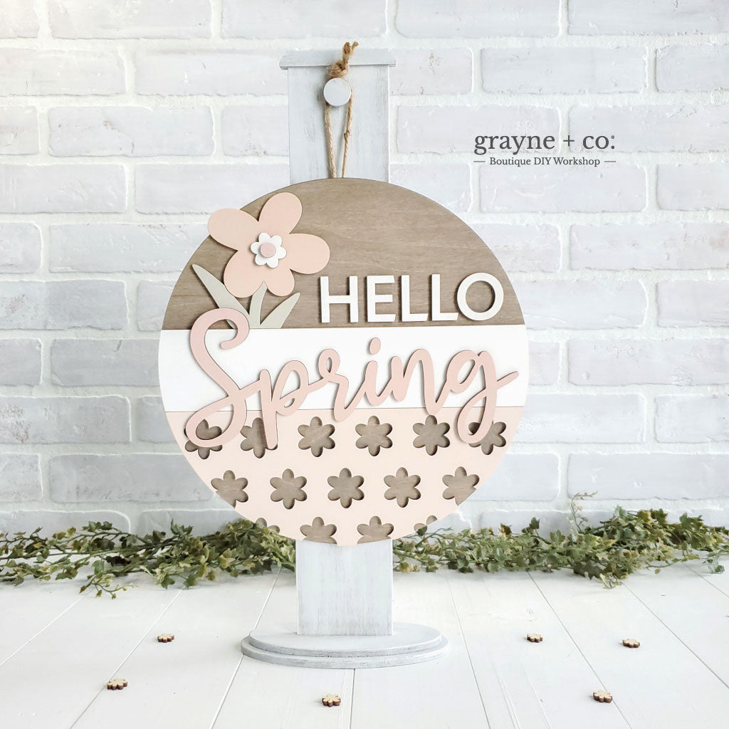 Hello Spring Round Sign DIY Kit