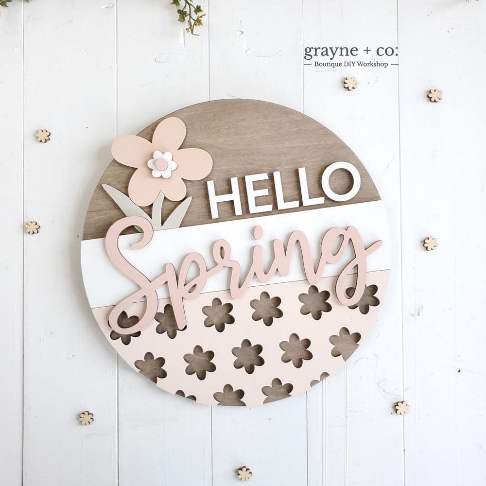 Hello Spring Round Sign DIY Kit