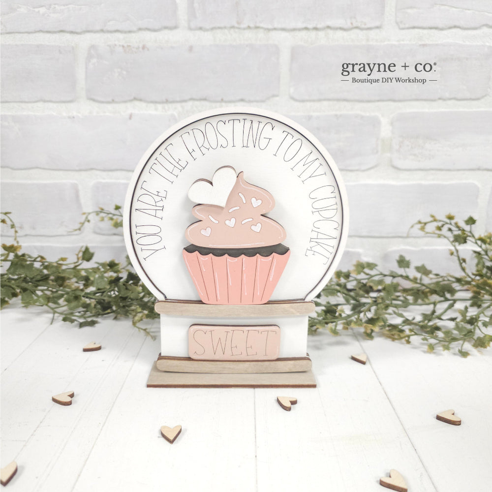 INTERCHANGEABLE Snow Globe DIY Kit - Valentines YOU ARE THE FROSTING TO MY CUPCAKE Theme