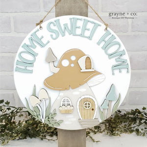 
                
                    Load image into Gallery viewer, Home Sweet Home Mushroom Round Sign DIY Kit
                
            