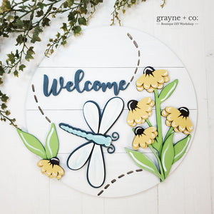 
                
                    Load image into Gallery viewer, Round Hanging Dragonfly Sign DIY Kit
                
            