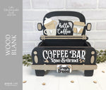 COFFEE Themed Add on Interchangeable Farmhouse Truck/Breadboard + Round Sign Bases - Wood Blank Kit