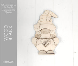 
                
                    Load image into Gallery viewer, Valentine&amp;#39;s ADD ON/INTERCHANGEABLE Female Gnome - Wood Blank Kit
                
            