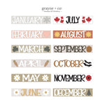 Month INSERTS ONLY for Interchangeable Seasonal Standing Sign(Set of 12) DIY Kit