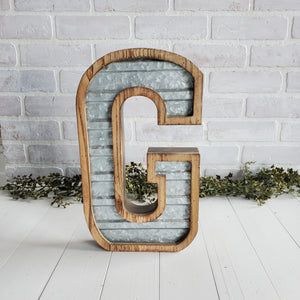 
                
                    Load image into Gallery viewer, Galvanized Metal Letter Wall Décor - G
                
            