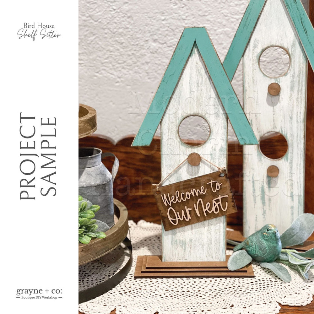 
                
                    Load image into Gallery viewer, Bird House Shelf Sitter - Wood Blank Kit
                
            