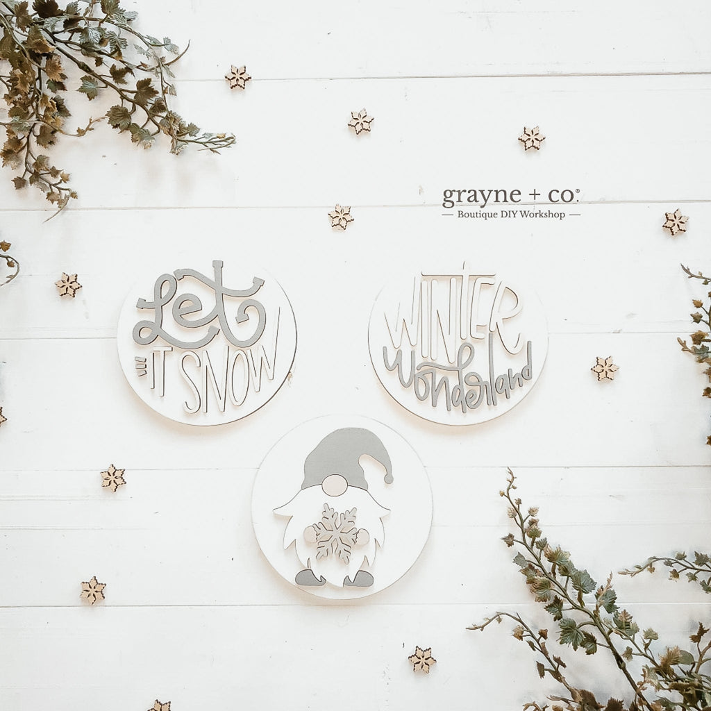 Grayne & Co. Kits WINTER THEMED Interchangeable Shiplap Signs for DIY Kit