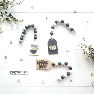 Grayne & Co. Tiered Tray Kits Mini Tag Garland DIY Kit - COFFEE Edition