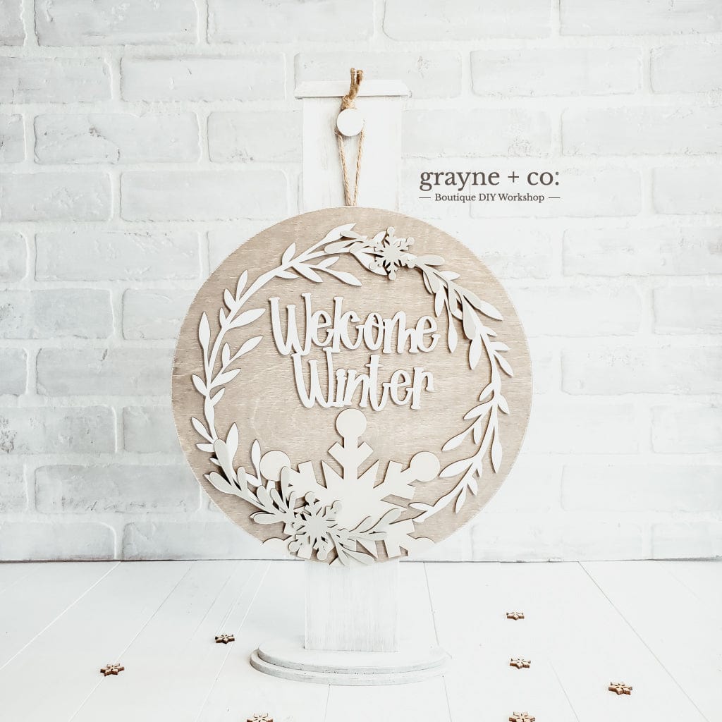 grayne + co. Welcome Winter Round Sign DIY Kit